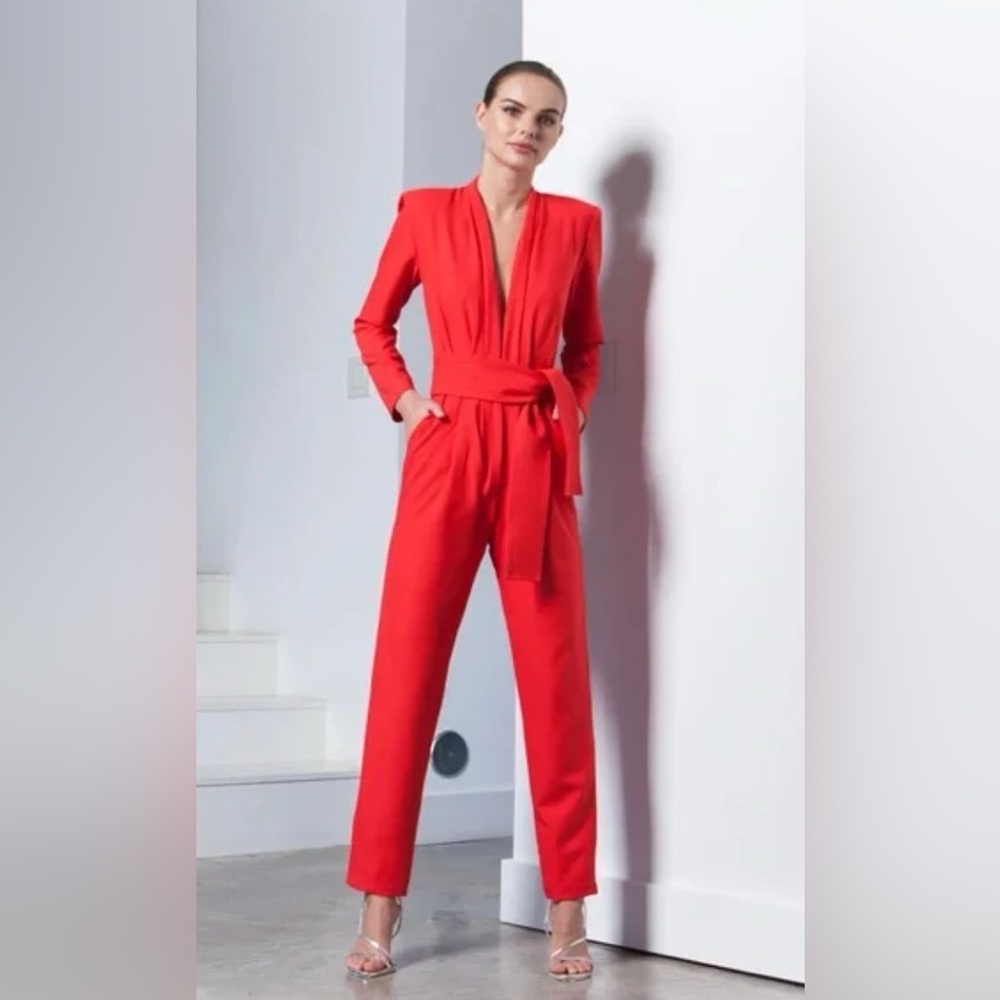 Karina Grimaldi red jumpsuit